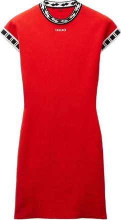 Versace Korte jurk met korte mouwen - Dames - Korte kleedjes - Rood - S - Katoen - Kleedjes