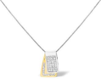 House of Brilliance 14K Gold 1.0 Cttw Princess Cut Diamond Foldover Box Pendant Necklace in Yellowwhite at Nordstrom