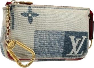 Louis Vuitton Pre-owned Mini Bags, female, Blue, Size: ONE SIZE Pre-owned Vintage Monogram Denim Accessory Pouch