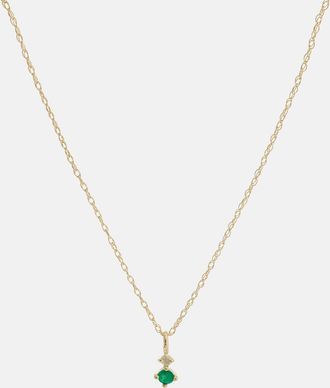 Stone and Strand Tiny Emerald Goddess 14kt gold choker with emeralds and diamonds