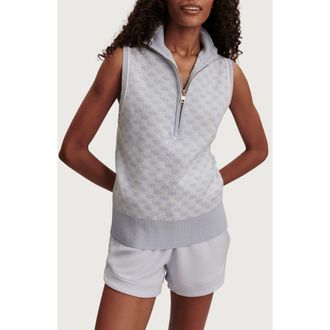 Varley Vincent Sleeveless Half Zip Jacquard Sweater in Xenon Blue /White at Nordstrom, Size X-Large