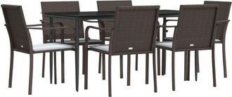 vidaXL Vidaxl - Juego Comedor Jard&iacute;n 7 Piezas Y Cojines Rat&aacute;n Sint&eacute;tico Y Acero
