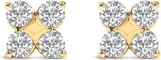 House of Brilliance 10K Gold 1/2 Cttw Lab Grown Diamond Snowflake Stud Earrings in Yellow at Nordstrom