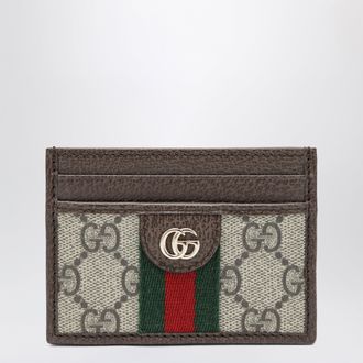 Gucci Ophidia GG Supreme card holder in beige/dark brown