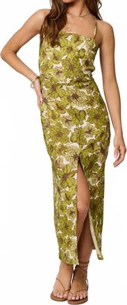 Stillwater Giada Square Neck Apron Midi Dress In Fiori Verde
