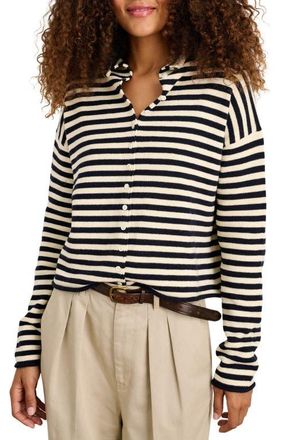Alex Mill Taylor Stripe Cotton & Cashmere Cardigan in Navy/ivory at Nordstrom, Size X-Large