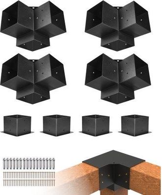 OEM Kit De Soportes Para P&eacute;rgola De 15 X 15 Cm, 4 Soportes De Esquina Resistentes De 3 V&iacute;as, Para Postes De Carpinter&iacute;a, Vigas De Madera Para Cenadores, P