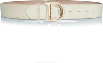 Dior Pre-owned Womens gold buckled D belt with beige leather - One Size