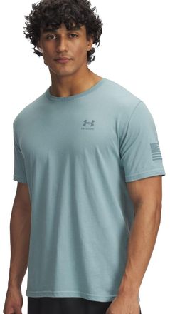 Under Armour Mens Freedom Flag Short Sleeve T-Shirt, Serpentine/Jasper Blue, Medium