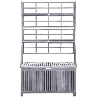 Berkfield Home Storage Box with Trellis Grey 99x55x160 cm Solid Acacia Wood | Size: 99 x 55 x 160 cm