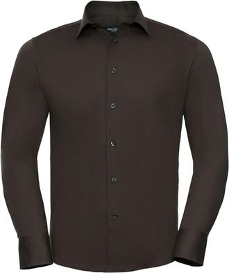 Russell Athletic Russell Collection Heren Stretch Overhemd Met Lange Mouwen (Chocolade)