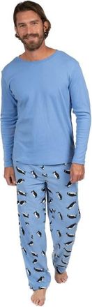 Leveret Mens Cotton Top & Fleece Pants Printed Matching Family Holiday Pajama Set in Penguin at Nordstrom, Size Xx-Large