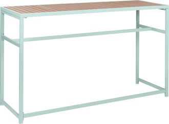 Beliani Mesa Moderna De Jard&iacute;n Interior Exterior 150 X 50 Cm Acero Madera Pl&aacute;stica Verde Claro Avetrana