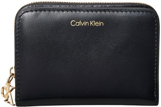 Calvin Klein Womens Medium Flap Zip Around Purse, Black (Black), One Size