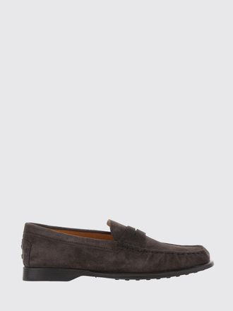 Tod's Suede Calfskin Penny Loafers with T Timeless Logo
