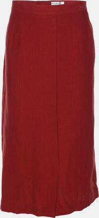 Marina Rinaldi Red Linen Straight Midi Skirt