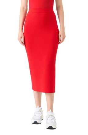 Akris Stretch Virgin Wool Midi Pencil Skirt in Bright Red at Nordstrom, Size 14