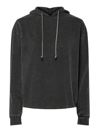 Pieces Kapuzensweatshirt PIECES PCCHILLI LS WASHED SWEAT HOODIE NOOS BC, Damen, Gr. XS, schwarz detail:washed, Sweatware, Obermaterial: 50% Baumwolle, 50% Po