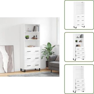 vidaXL Credenza bianca - vidaXL Credenza Bianca 69,5x34x180 cm in Legno Multistrato - Credenza con piedini in metallo
