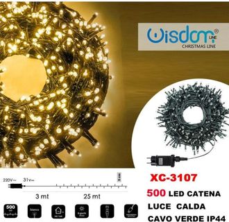Trade Shop Trade Shop - Cadena De Luz 500 Leds Luci&eacute;rnagas Luz C&aacute;lida Cable Verde Ip44 Xc-3107