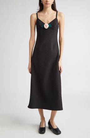 Sandy Liang Pilton Rosette Midi Dress in Black at Nordstrom, Size 4