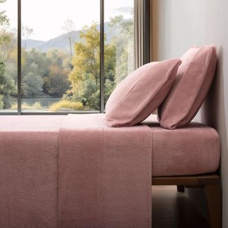 Casa da Laura S&aacute;banas de coralina 290 gr./m2 liso rosa cama 200 2 almohadas 50 x 1
