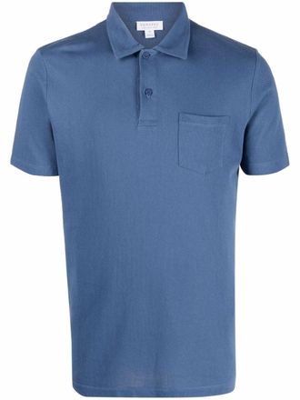 Sunspel Polo con taschino - Blu