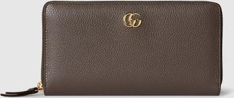 Gucci Bi-color GG Marmont Zip Around Wallet, Brown, Leather