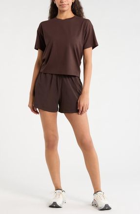 Zella New Take Crewneck T-Shirt in Brown Mole at Nordstrom, Size Xx-Large