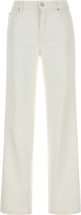 7 For All Mankind White Stretch Denim Stovepipe Jeans