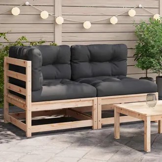 vidaXL Sof&aacute; De Jard&iacute;n De 2 Plazas Con Cojines Madera Maciza De Pino Vidaxl