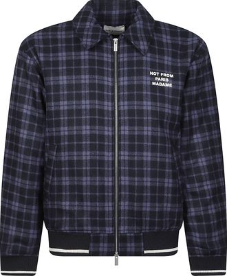 Dr&ocirc;le de Monsieur Slogan Dark Plaid Wool-Blend Jacket