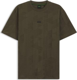 BOSS Cotton T-shirt with 3D-jacquard pattern