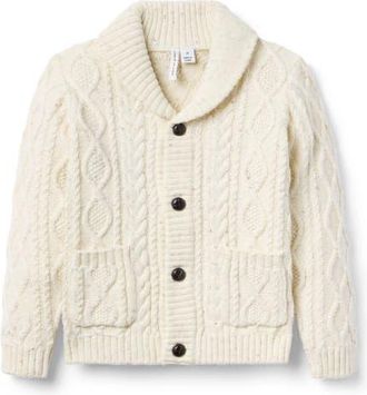 Janie and Jack Cable Knit Shawl Collar Cardigan in Ivory at Nordstrom, Size 18-24M