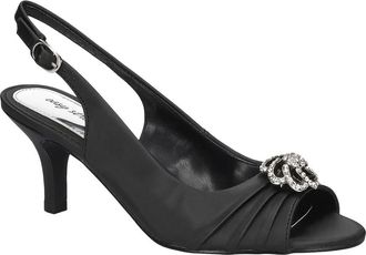 Easy Street Poise Slingback Sandal in Black Satin at Nordstrom, Size 7.5
