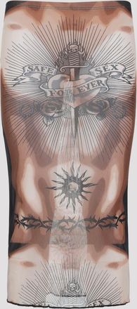 Jean Paul Gaultier Safe Sex Tattoo Midi Skirt