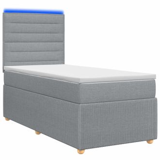 vidaXL Letto Box Spring Led Con Materasso Grigio Chiaro 100 X 200 Cm Vidaxl