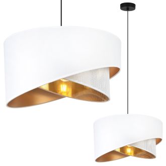 OEM L&aacute;mpara Colgante Asti Inclinada Negra 1 Pantalla Plana Blanca Oro Ts