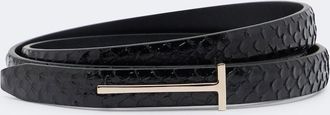 Tom Ford Cintur&oacute;n T Icon de piel grabada