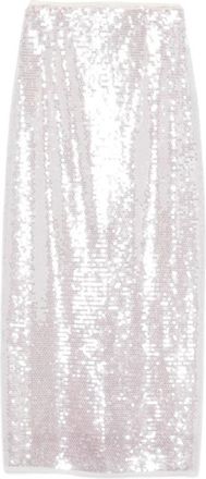 Forte_Forte Sequin Midi Rok - Dames - Midirokken - Grijs - M - Pailletten - Rokken