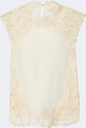 Ulla Johnson Amelie crochet-trimmed linen top