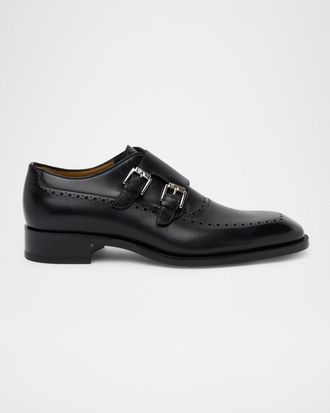 Christian Louboutin Men & apos;s Sartok Leather Double-Monk Strap Loafers