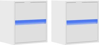 vidaXL Vidaxl - Mesitas de noche de pared con luces led 2 unidades blanco