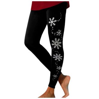 Generic Christmas Leggings for Women UK Funny Xmas Tree Reindeer Wine Glass Snowflake Printed Trendy Holiday Yoga Pants Skinny High Waist Sports Tights Ladies