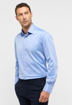Eterna Langarmhemd ETERNA COMFORT FIT, Herren, Gr. 45, Normalgr&ouml;ssen, mittelblau, Twill, 100% Baumwolle, normal, Manschette, Hemden Langarmhemd, NON IRON (b&uuml;