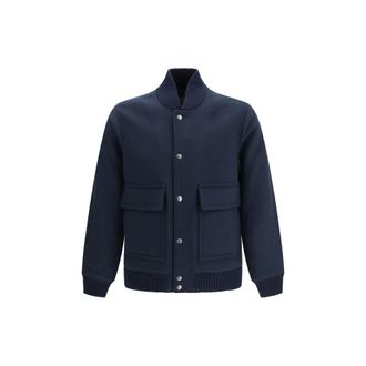 Woolrich Blue Wool Oves Aries Mens Bomber