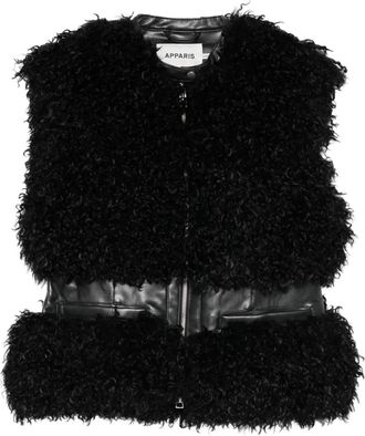 Apparis faux-fur sleeveless jacket - Black