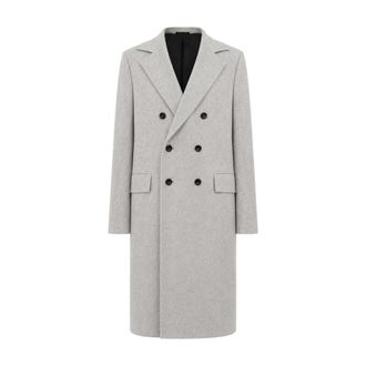 Kiton Double-Breasted Coat - Heren - Mantel - Grijs - XL - Leer - Jassen
