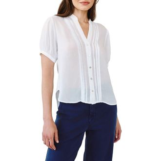 Bella Dahl Short Sleeve Pintuck Shirt in White at Nordstrom, Size X-Small