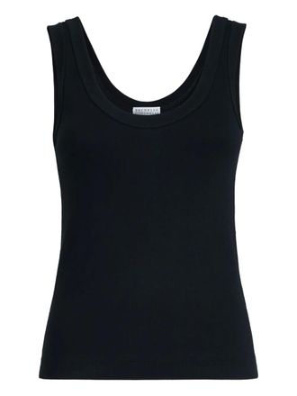 Brunello Cucinelli Geribbelde top met monili-detail - Zwart